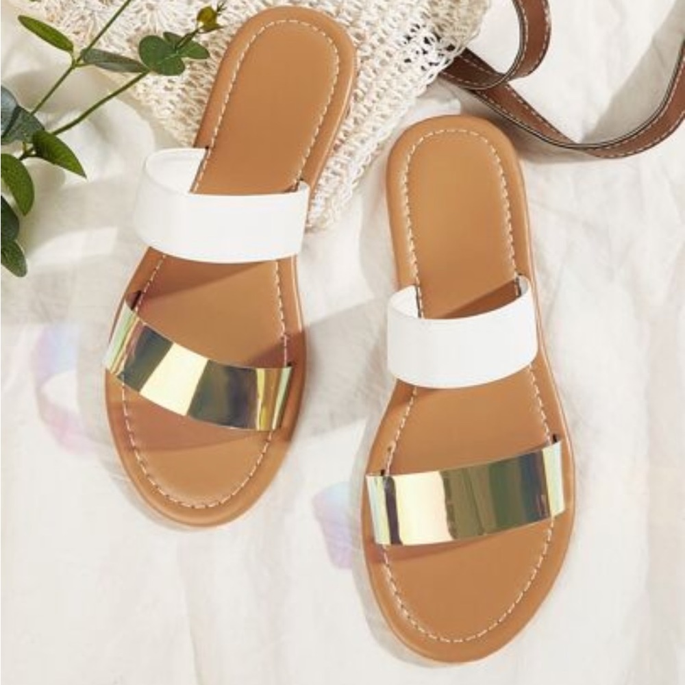 Multicolor/white flats 💛🤍